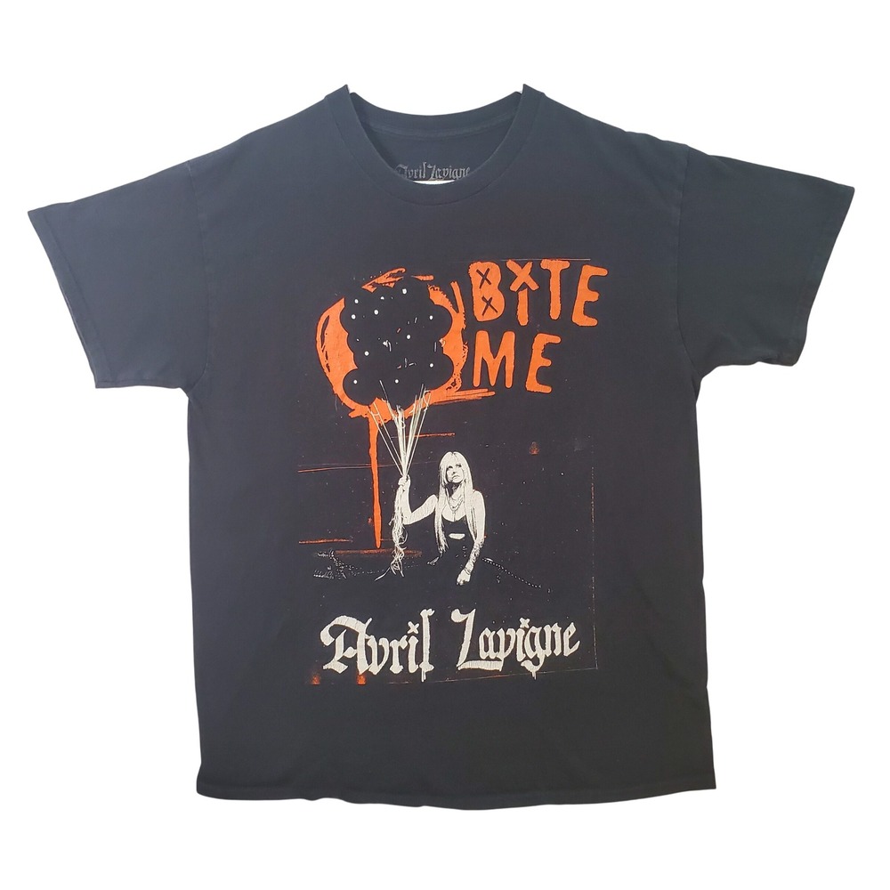 Avril Lavigne Bite Me Summer Tour Tee 2022 Graphic T-Shirt Mens L Black Concert